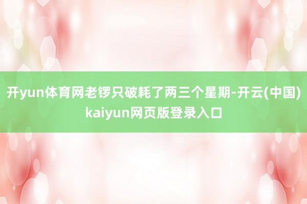 开yun体育网老锣只破耗了两三个星期-开云(中国)kaiyun网页版登录入口