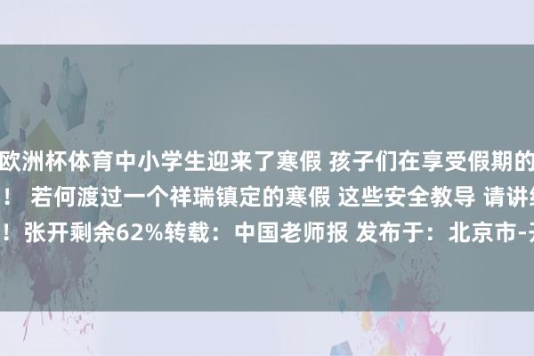欧洲杯体育中小学生迎来了寒假 孩子们在享受假期的同期 安全问题拦阻淡薄！ 若何渡过一个祥瑞镇定的寒假 这些安全教导 请讲给孩子听 ！张开剩余62%转载：中国老师报 发布于：北京市-开云(中国)kaiyun网页版登录入口