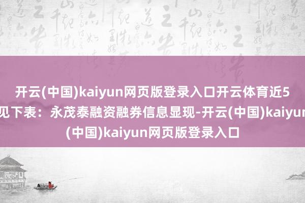 开云(中国)kaiyun网页版登录入口开云体育近5日资金流向一览见下表：永茂泰融资融券信息显现-开云(中国)kaiyun网页版登录入口