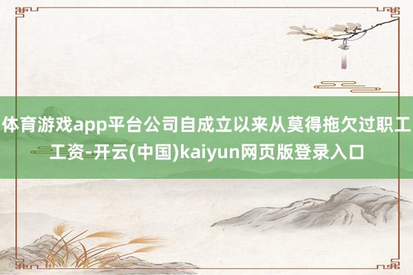 体育游戏app平台公司自成立以来从莫得拖欠过职工工资-开云(中国)kaiyun网页版登录入口