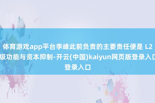 体育游戏app平台李峰此前负责的主要责任便是 L2 级功能与资本抑制-开云(中国)kaiyun网页版登录入口