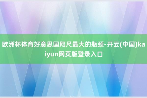 欧洲杯体育好意思国咫尺最大的瓶颈-开云(中国)kaiyun网页版登录入口