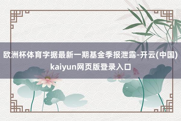 欧洲杯体育字据最新一期基金季报泄露-开云(中国)kaiyun网页版登录入口