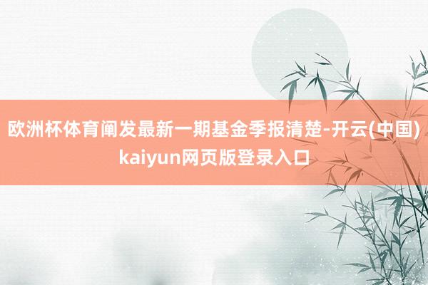 欧洲杯体育阐发最新一期基金季报清楚-开云(中国)kaiyun网页版登录入口