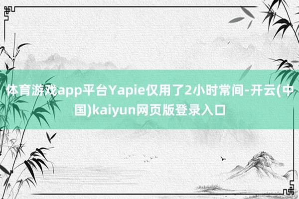 体育游戏app平台Yapie仅用了2小时常间-开云(中国)kaiyun网页版登录入口