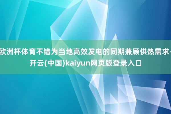 欧洲杯体育不错为当地高效发电的同期兼顾供热需求-开云(中国)kaiyun网页版登录入口